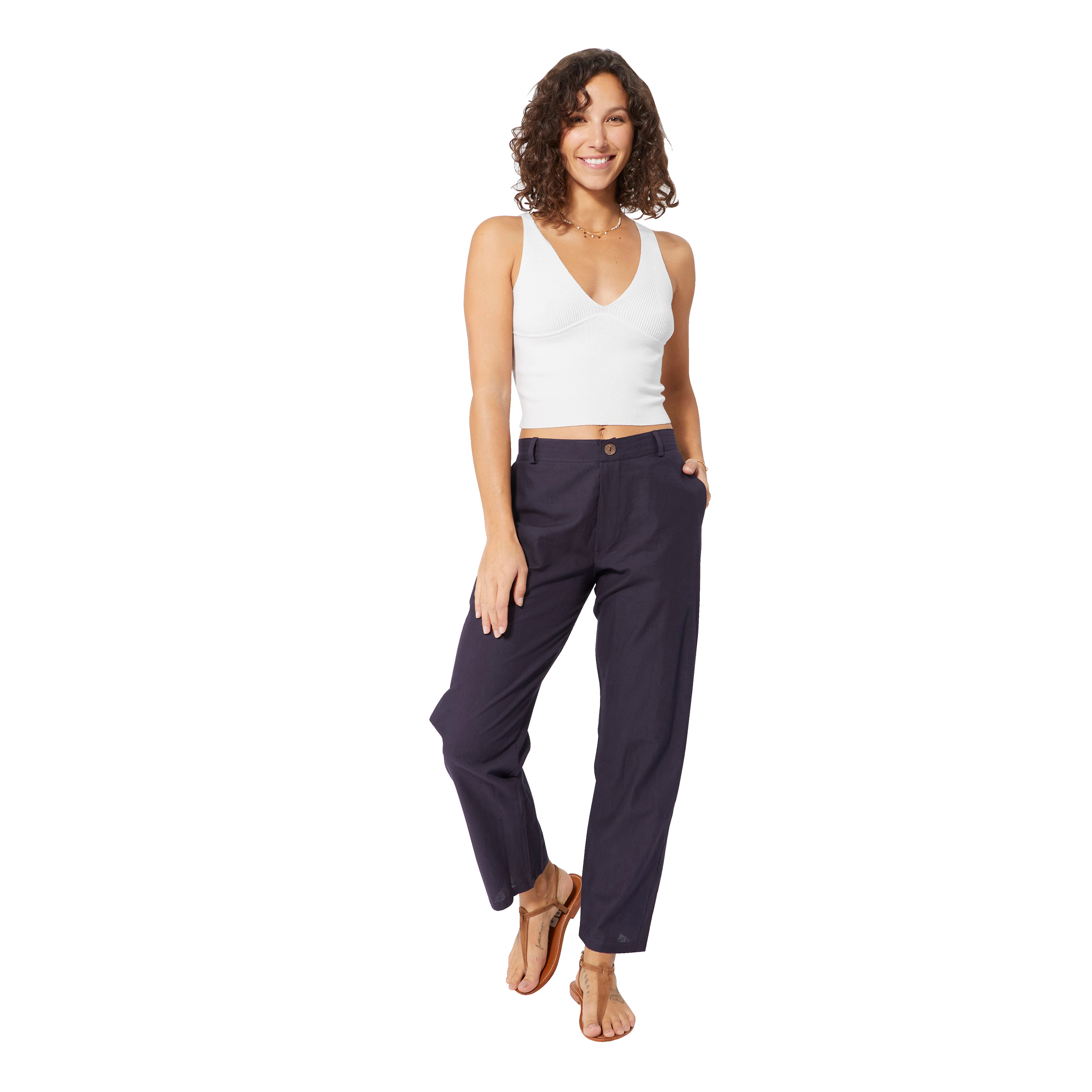 Pantalon été long Linwood - 100% coton - bleu marine - Akoustik Online