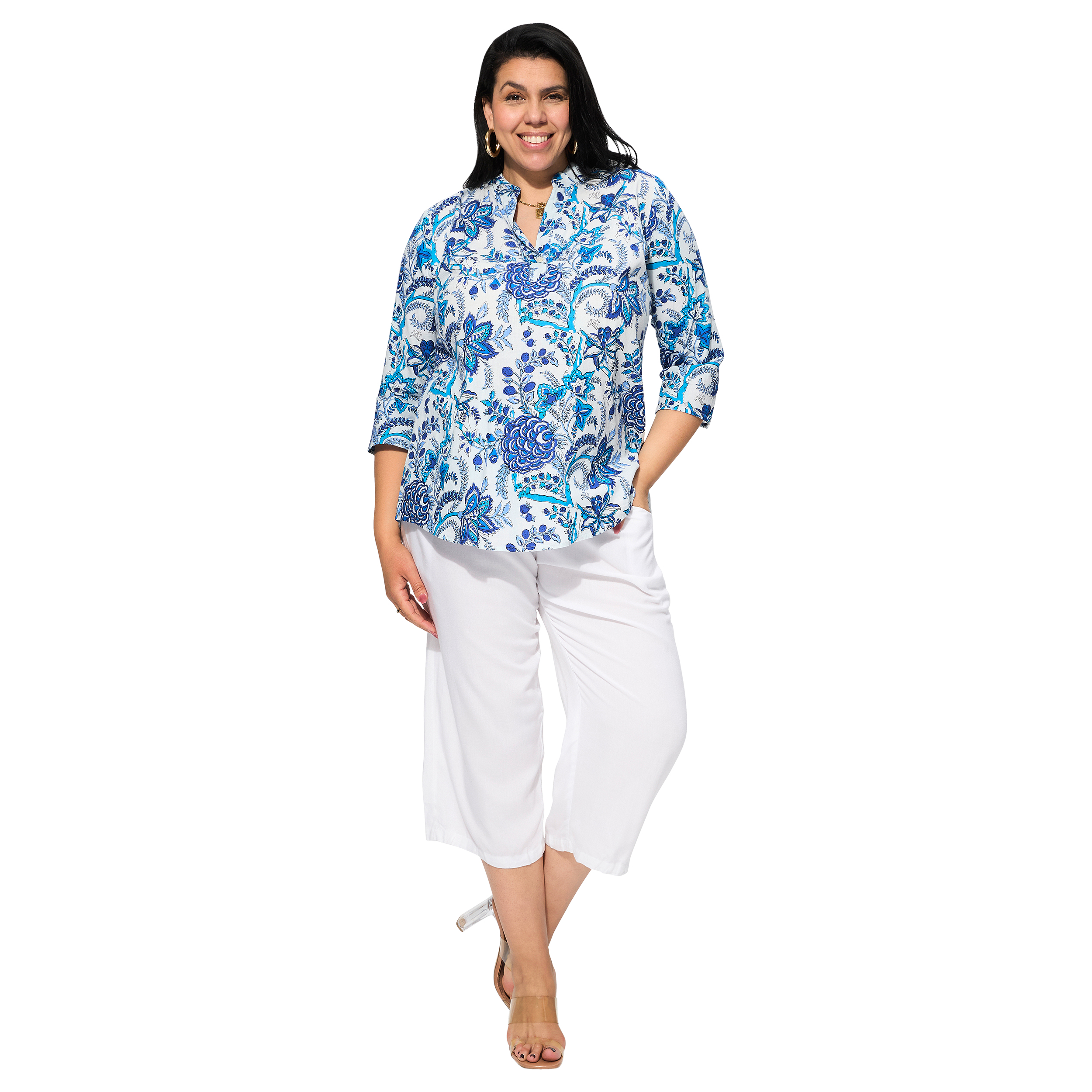 Chemisier été manches 3/4 Eustacia - 100% coton - Akoustik Online